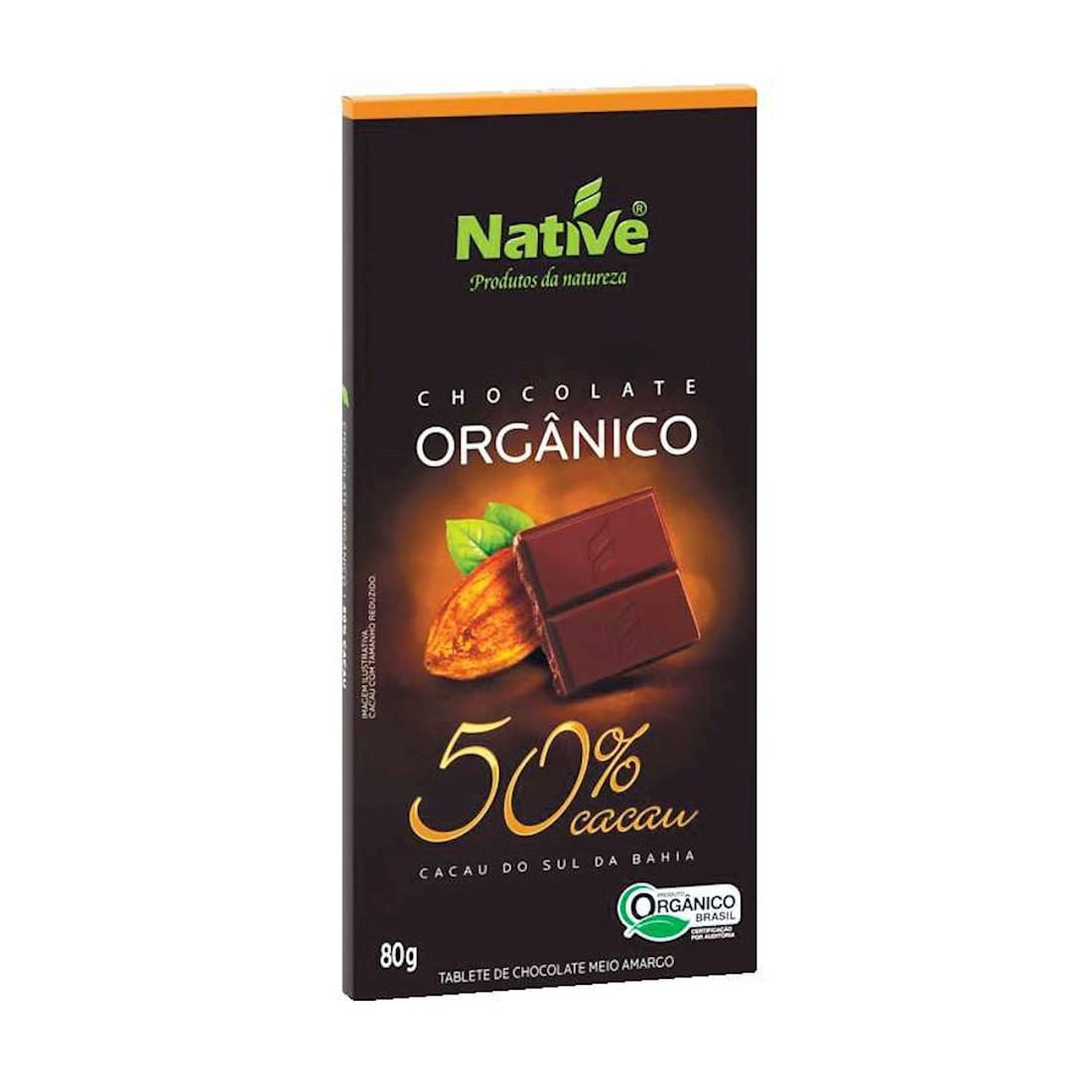Chocolate Meio Amargo Orgânico 50% Cacau Native 80g