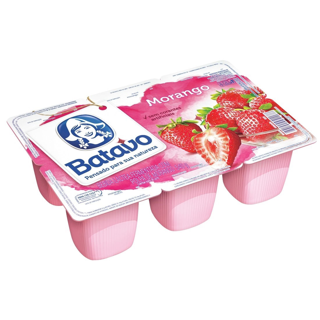Bebida Láctea Fermentada Batavo Morango 540g (6x90g)