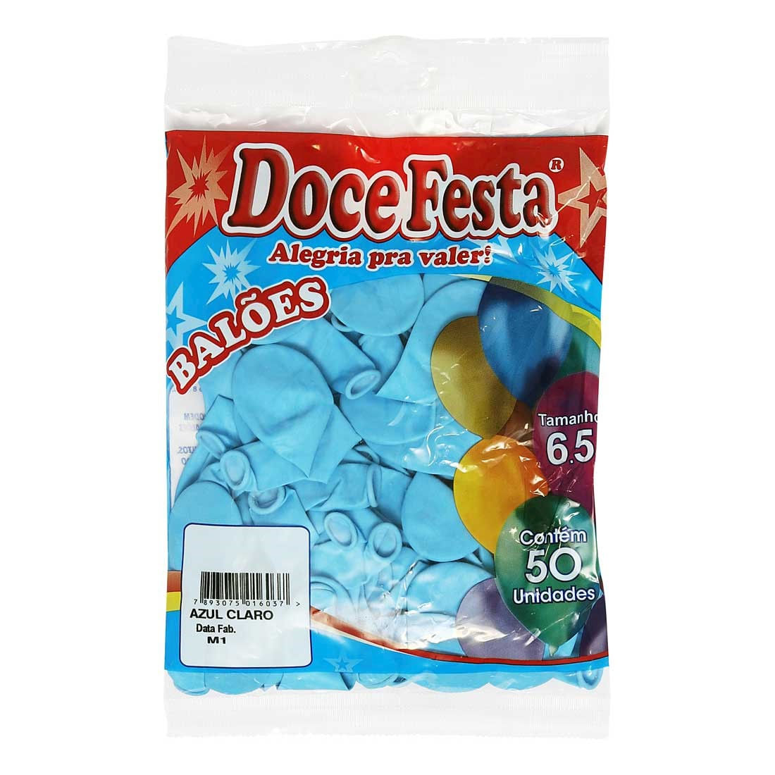 Balão Doce Festa Liso Azul N°6,5 Com 50 Unidades