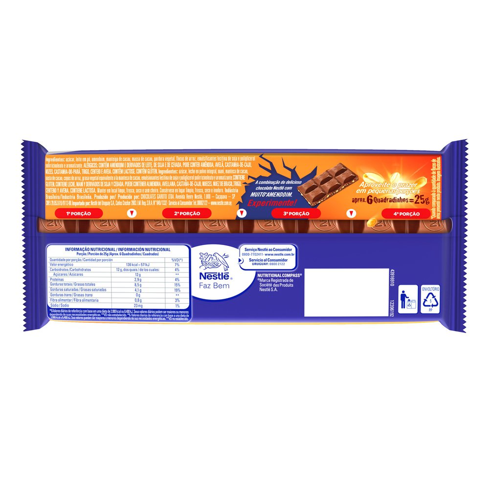 Chocolate Nestlé Crunch Amendoim 90g