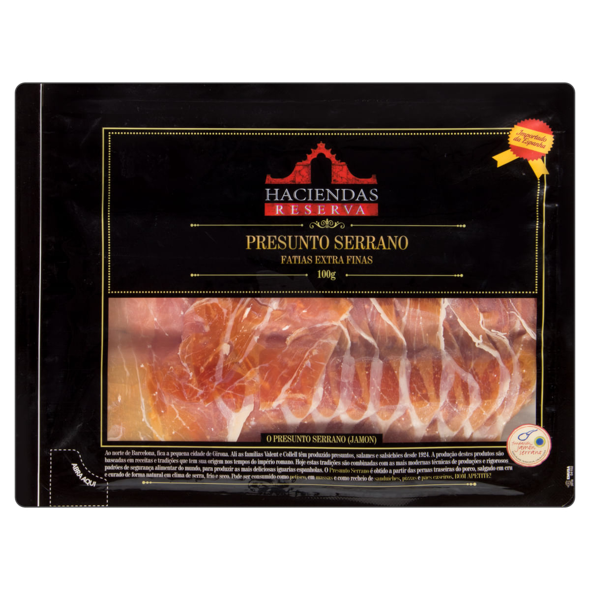 Presunto Serrano Haciendas Reserva Fatias Extra Finas 100g