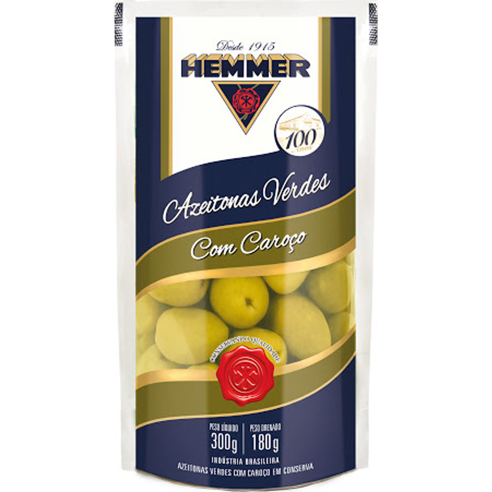 Azeitona Verde Hemmer Com Caroço Sachê 180g