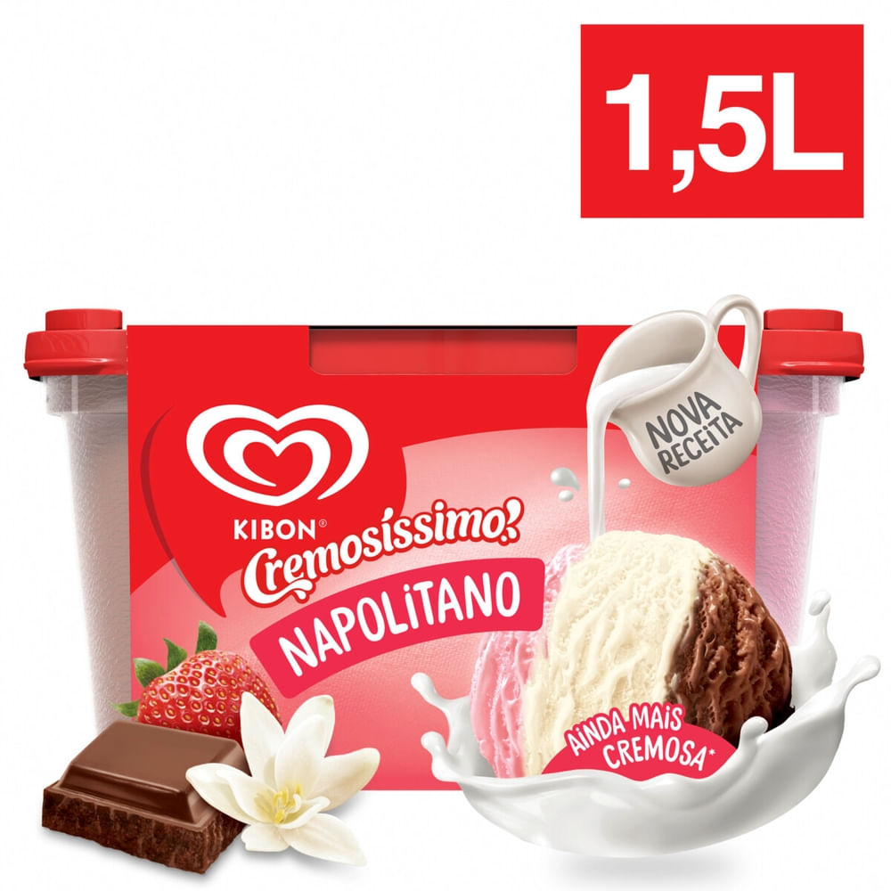 Sorvete Kibon Cremosissimo Napolitano 1,5L