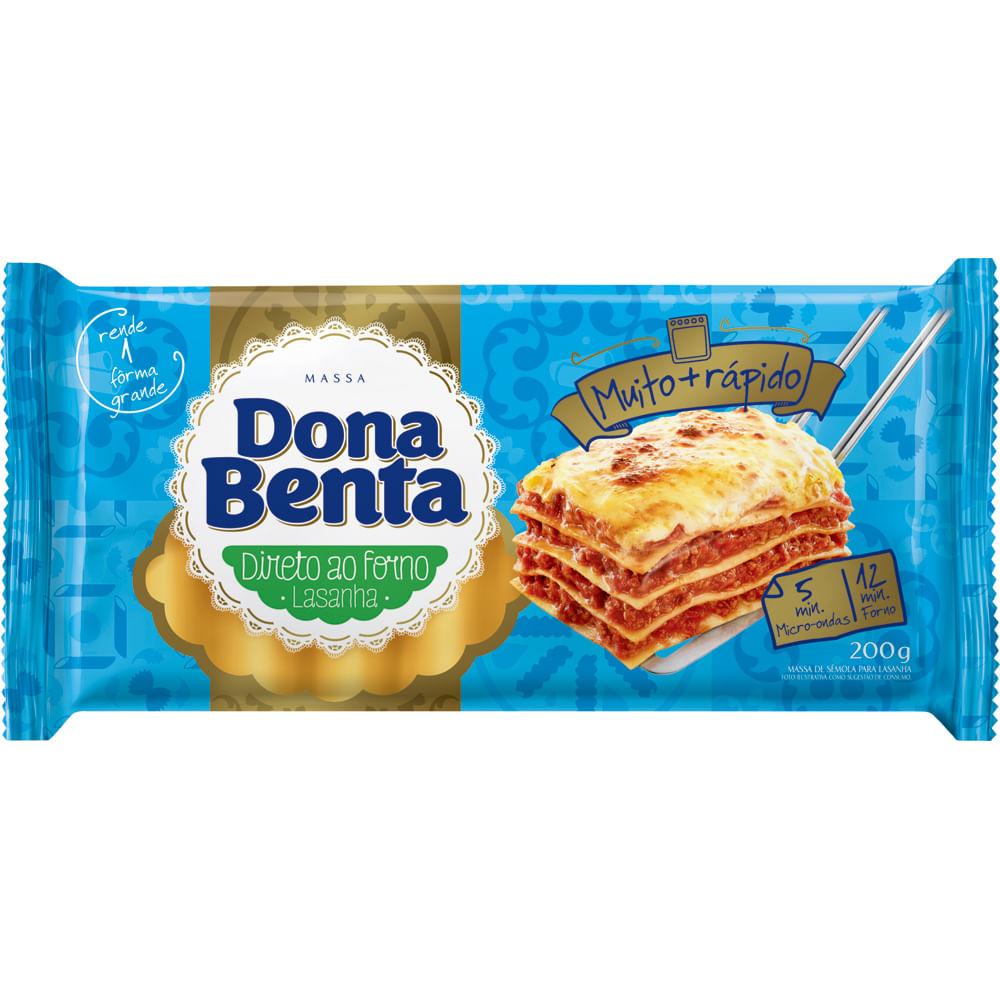 Massa para Lasanha Pré-Cozida de Sêmola Dona Benta 200g