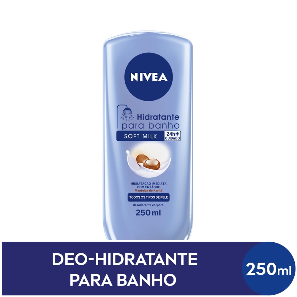 Hidratante Corporal para Banho Manteiga de Karité Nivea Soft Milk 250ml