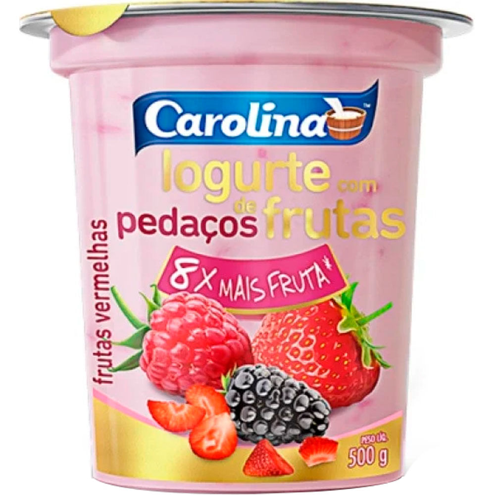 Iogurte Integral Carolina com Pedaços de Frutas Vermelhas 500g