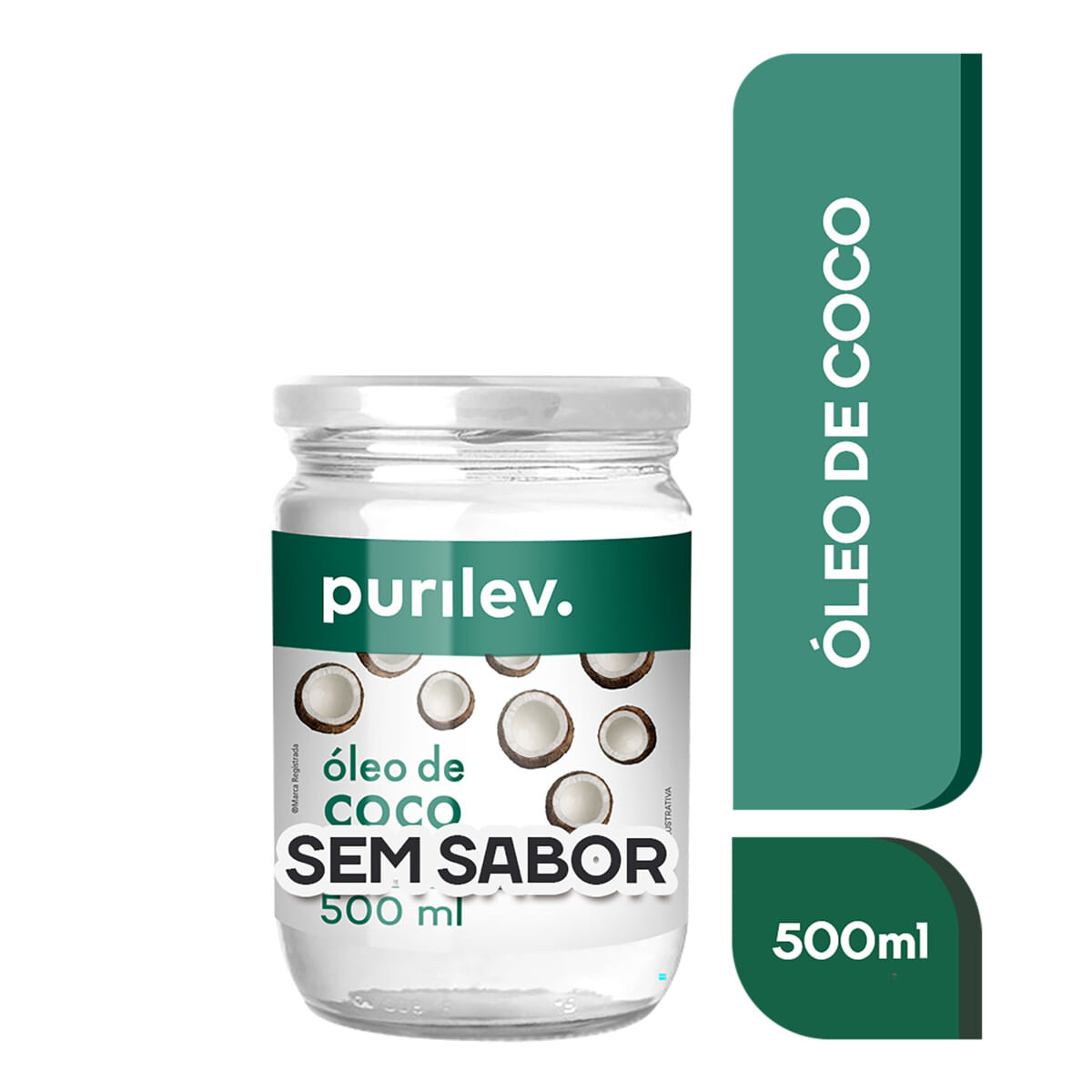 Óleo de Coco Purilev sem Sabor Vidro 500ml