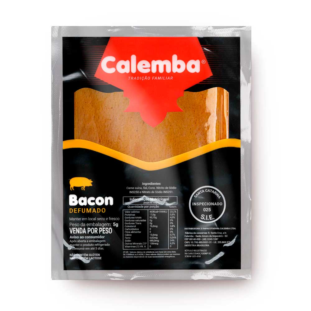 Bacon Defumado Calemba Pacote com 600g