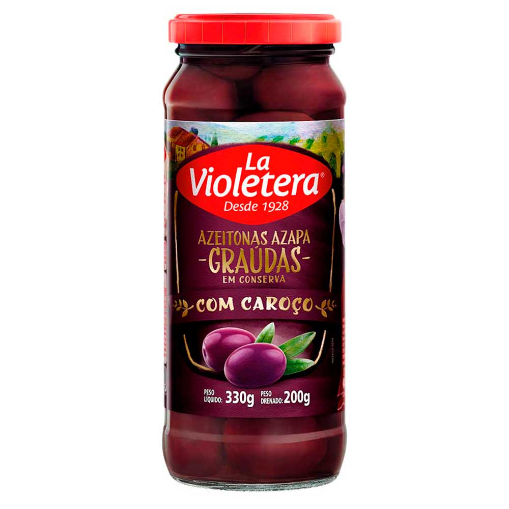 Azeitona Preta Azapa LA VIOLETERA Com Caroço Embalagem 200g