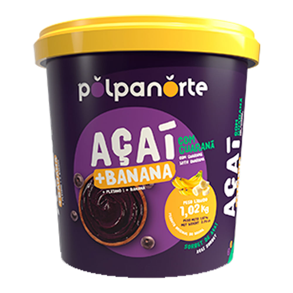 Açaí Polpa Norte Congelado Banana Pote com 1,020kg