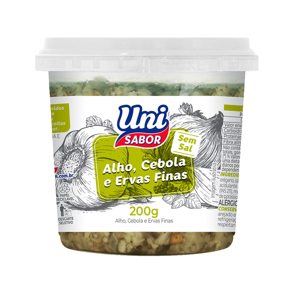 Tempero Pronto Uni Sabor Alho, Cebola e Ervas Finas 200g