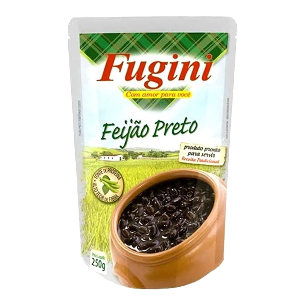 Feijão Preto Temperado Fugini Sachê 250g