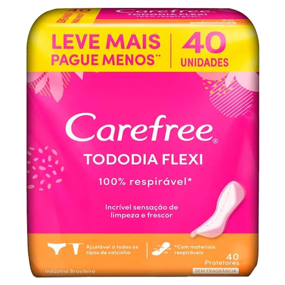 Encontraproduto.com.br - Protetor Diário sem Abas Carefree TodoDia Flexi Pacote 40 Unidades Embalagem Econômica