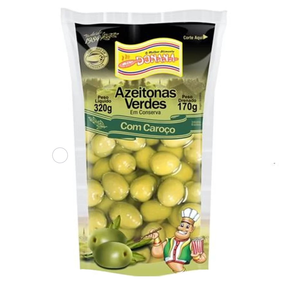 Azeitona Verde Donana com Caroço Sachê 170g