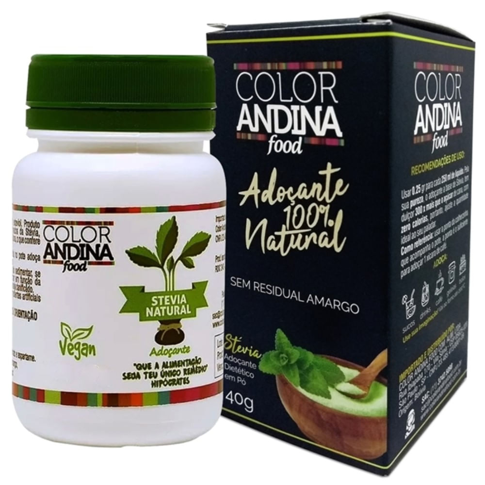 Adoçante Stévia Natural 40g Color Andina