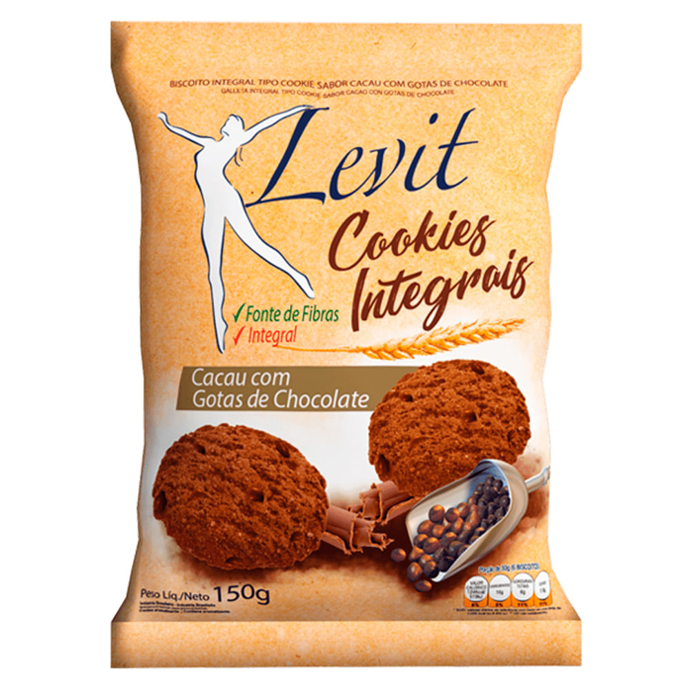 Cookies Levit Integral Cacau com Gotas de Chocolate 150g