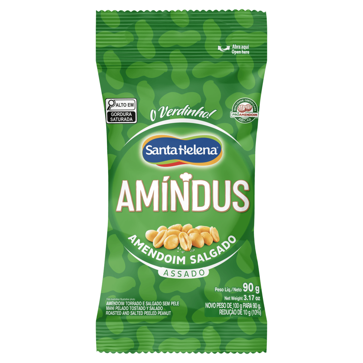 Amendoim Salgado Sem Pele Grelhaditos Amíndus Sante Helena 90g