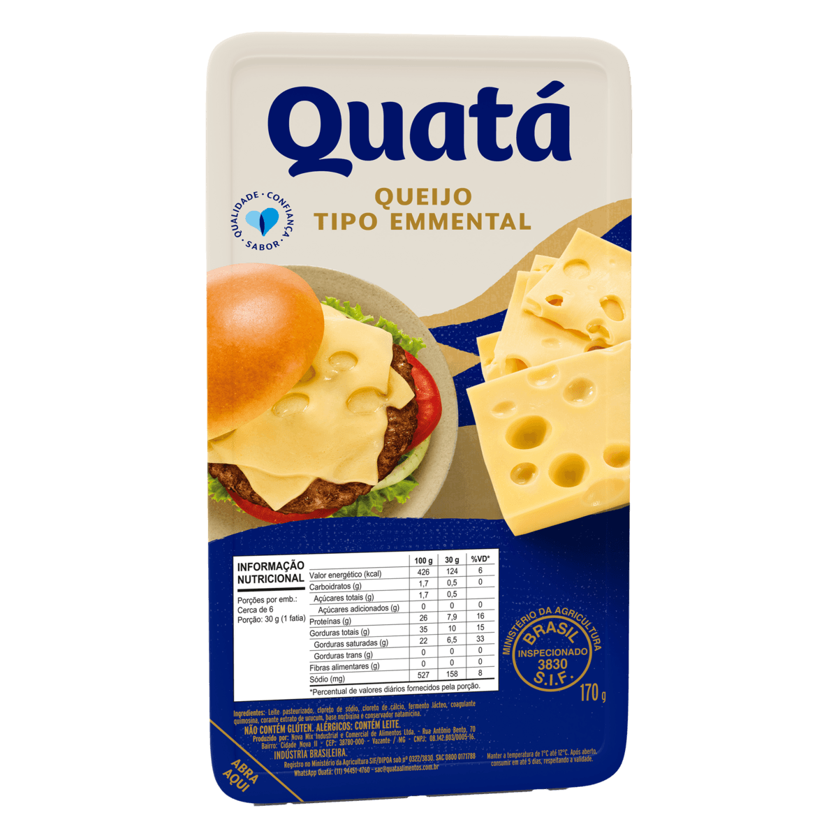 Queijo Emmental Quatá Fracionado 170g