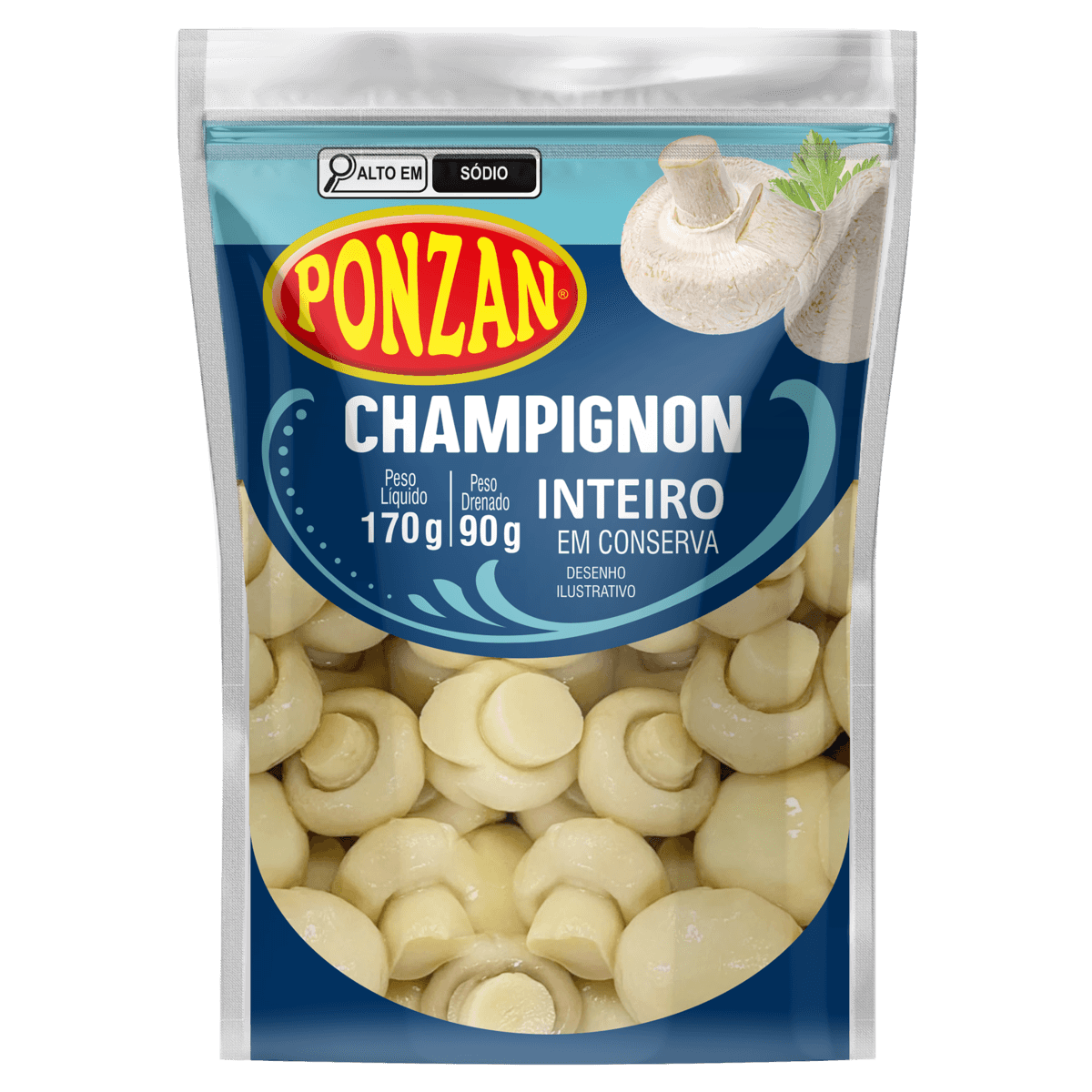 Champignon em Conserva Ponzan Inteiro Sachê 90g